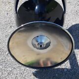 Fauteuil vintage chrome, plastic et cuir noir