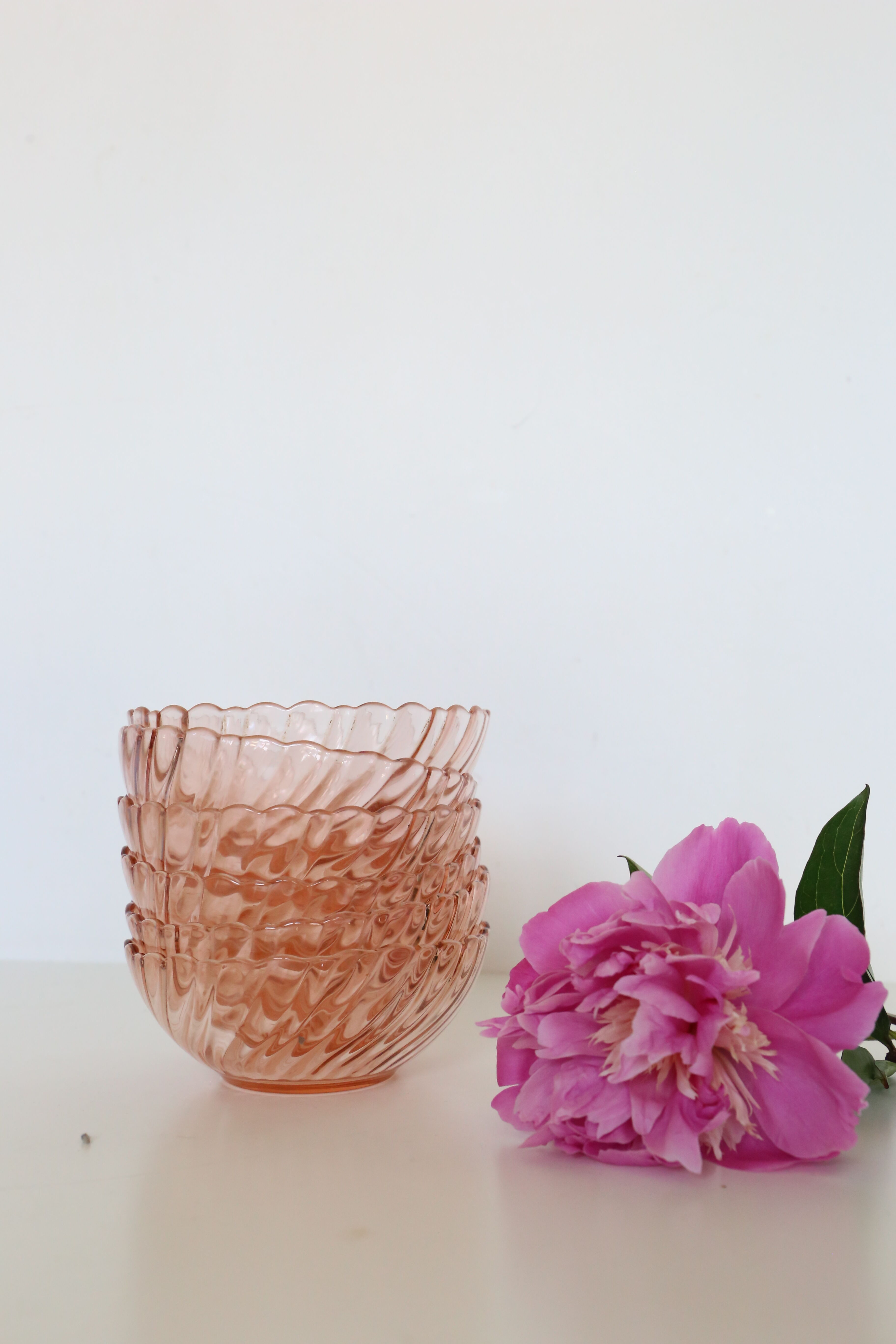 Rosaline pink glass bowls, arcoroc, lot of 6, vintage french, vintage