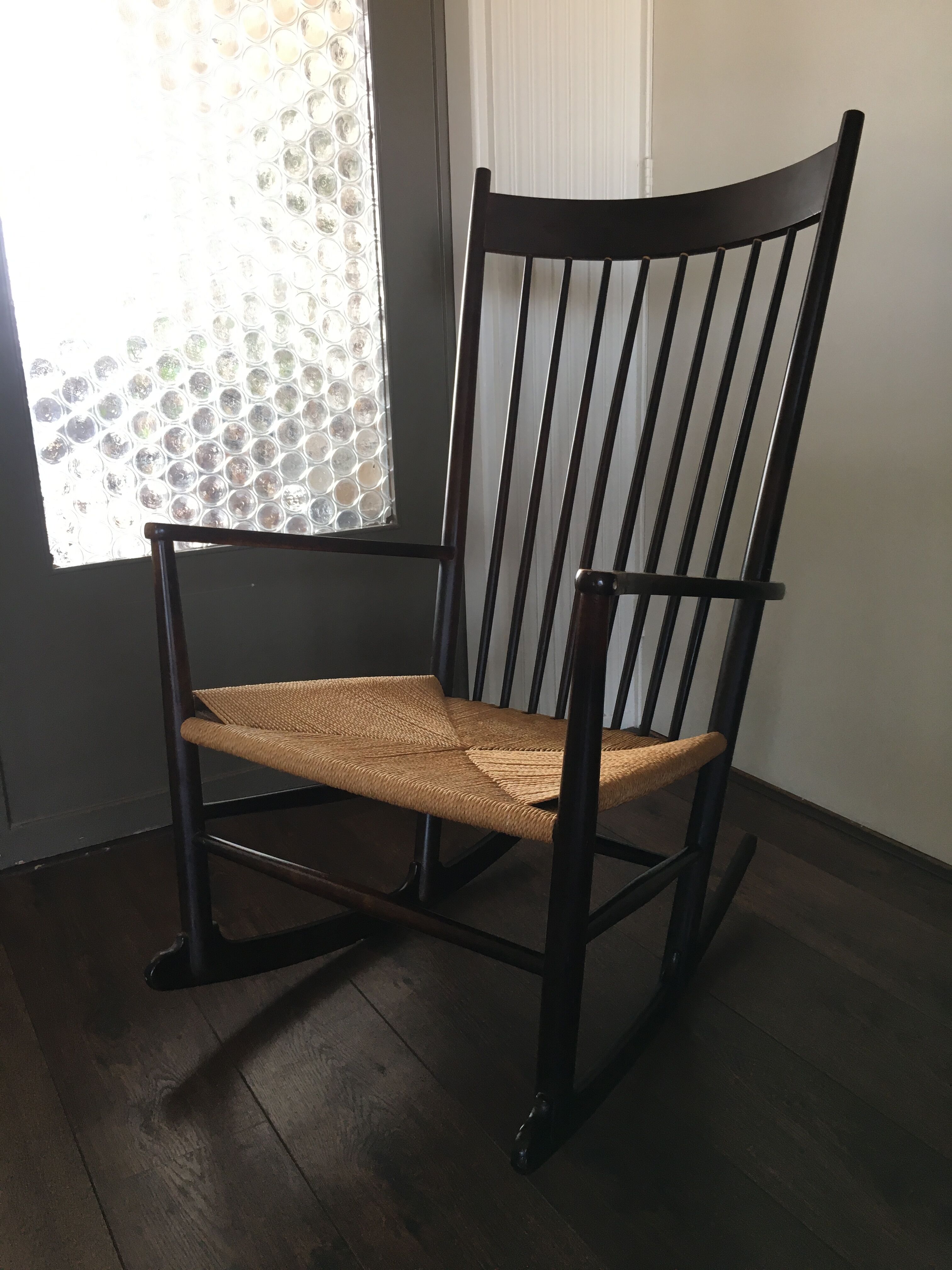 Vintage Scandinavian J16 rocking chair by Hans J. Wegner for FDB