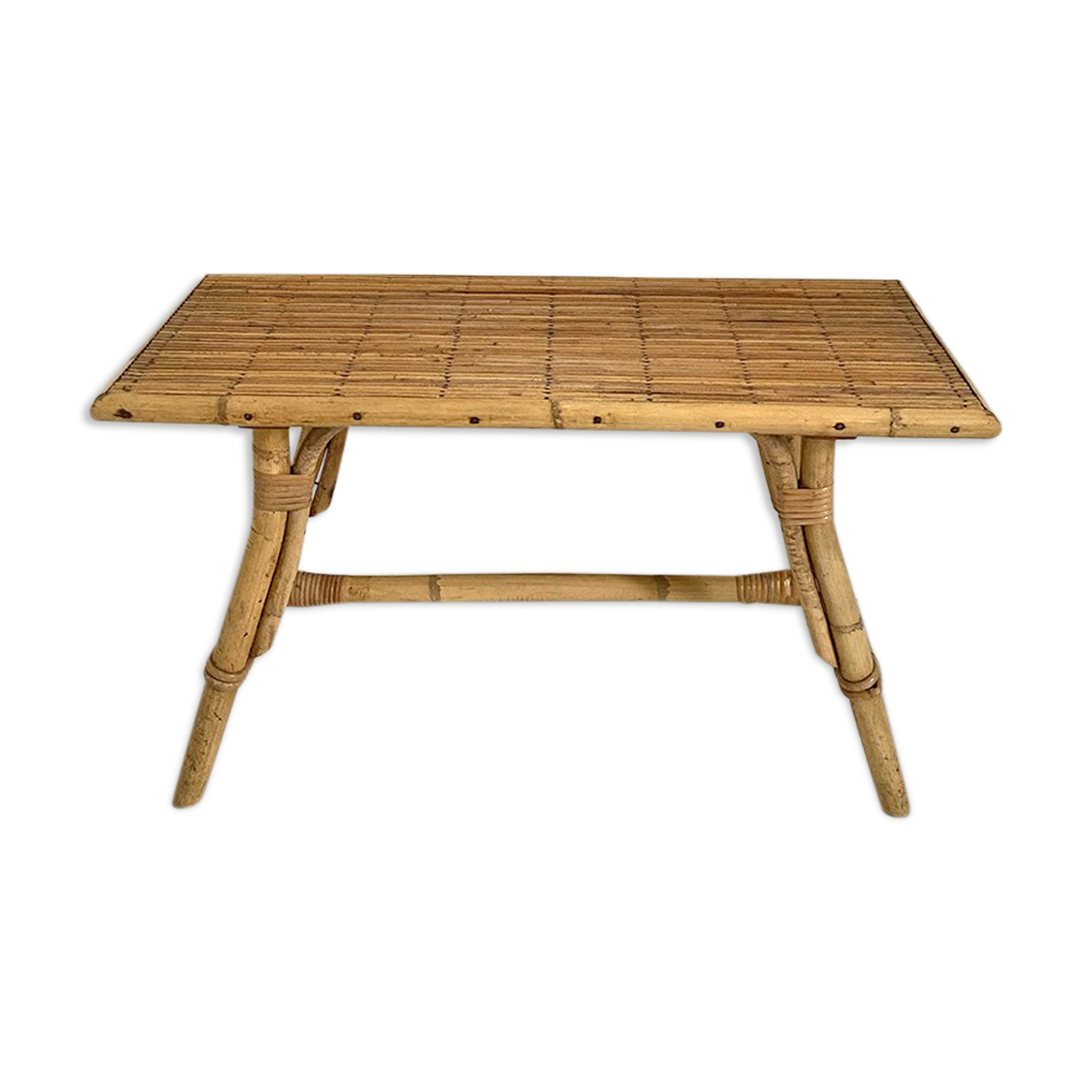 60's vintage rattan coffee table