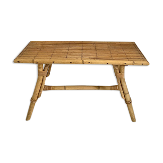 60's vintage rattan coffee table