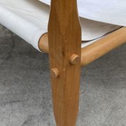Fauteuil safari vintage 1960 Danemark avec toile design minimaliste