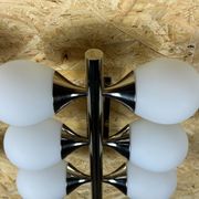2x 60s 70s 6-bulb Sputnik wall lights by Kaiser Leuchten opal glass