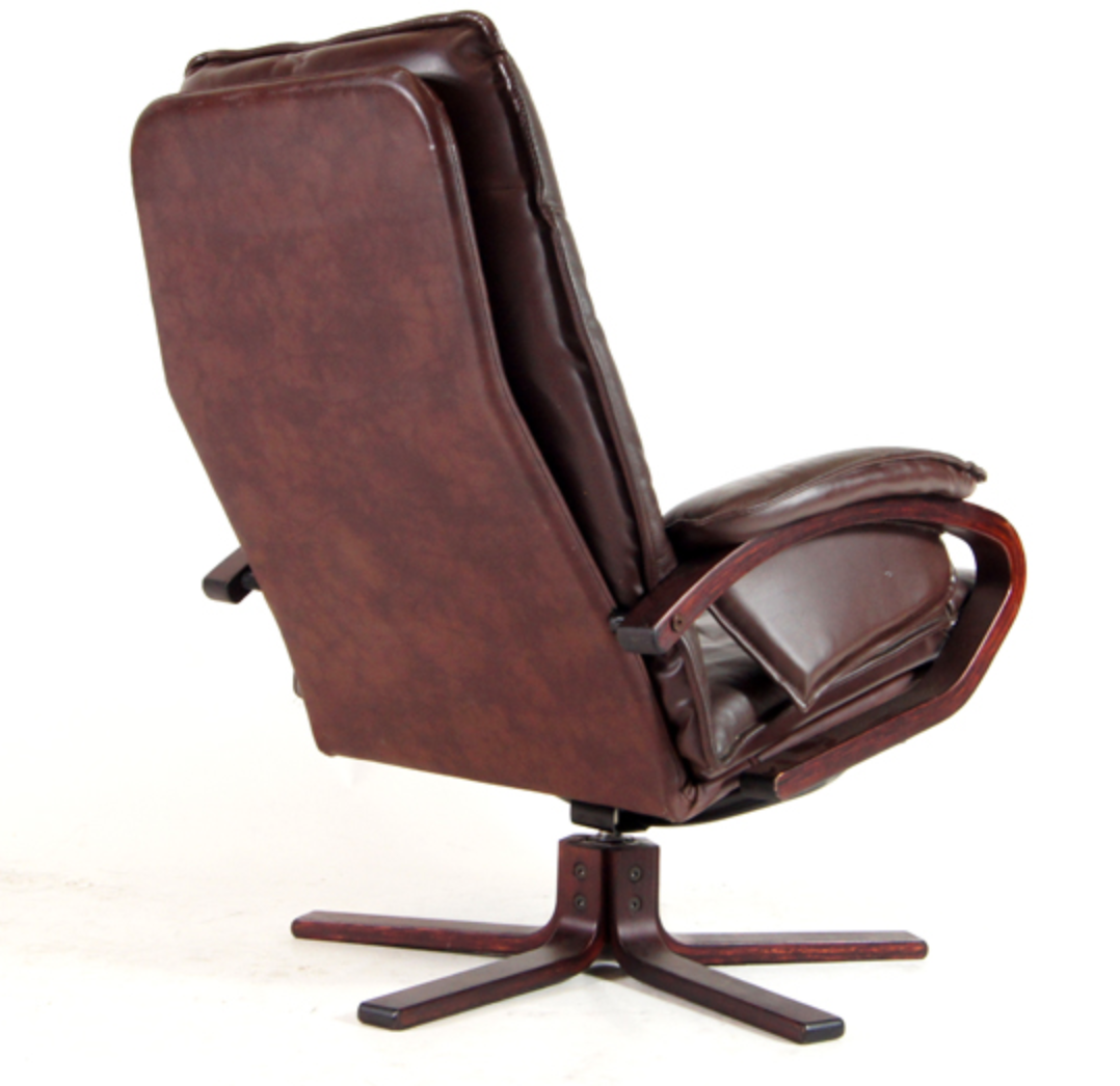 Vintage swivel lounge chair in rosewood and danish leather retro 70s design