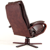 Fauteuil de salon pivotant vintage en palissandre et cuir design danois rétro années 70
