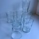 Set of 8 glass water glasses engraved 50s