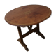 Table de vigneron ronde dessus cuir d'origine incrustation dorée