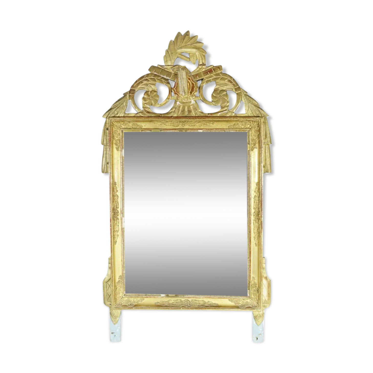 Beautiful Louis XVI style mirror in wood and gilded stucco. Nineteenth
