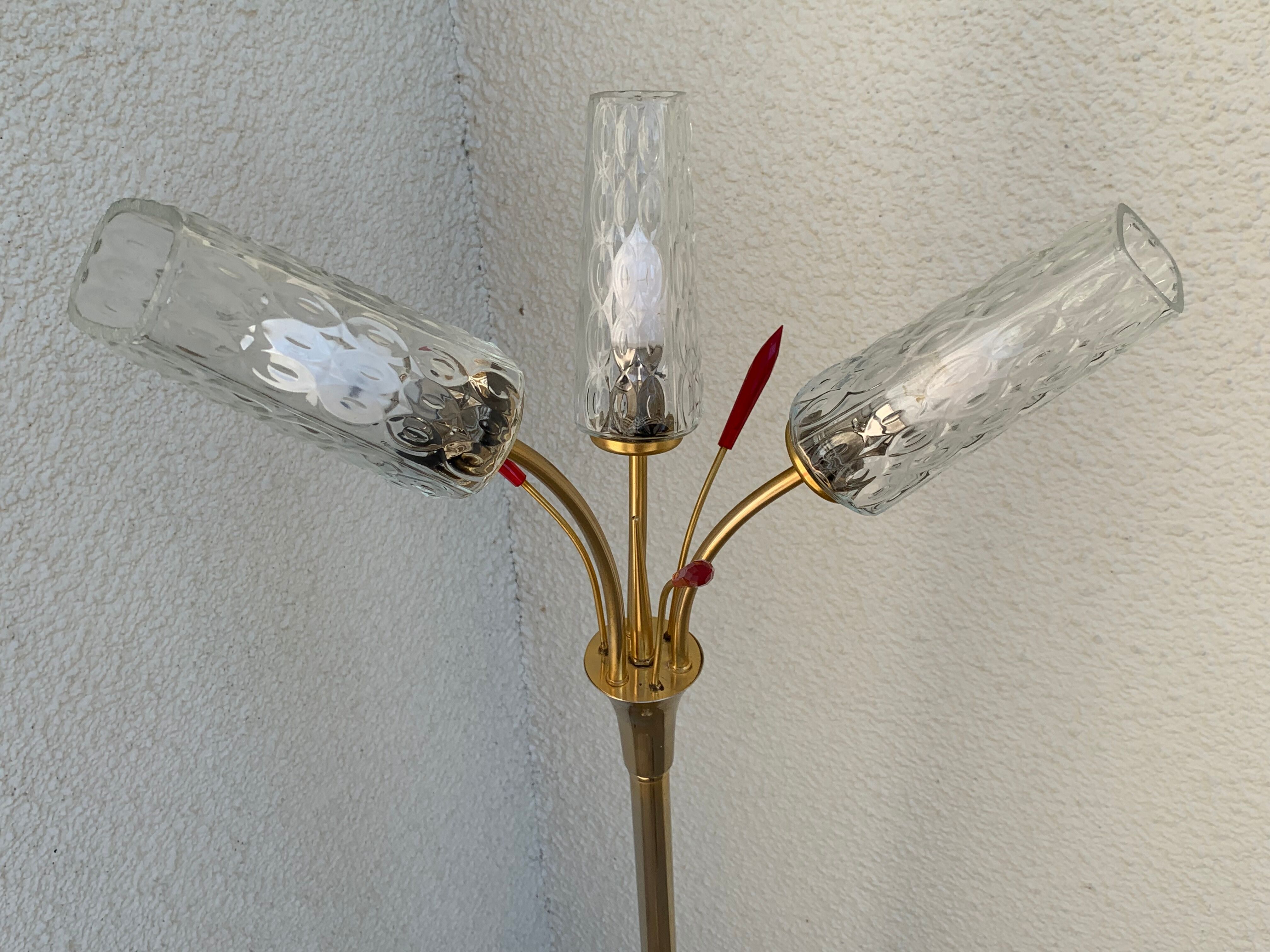 Vintage brass floor lamp with 3 lights, 1960s