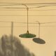 Vintage suspension green enamelled sheet white