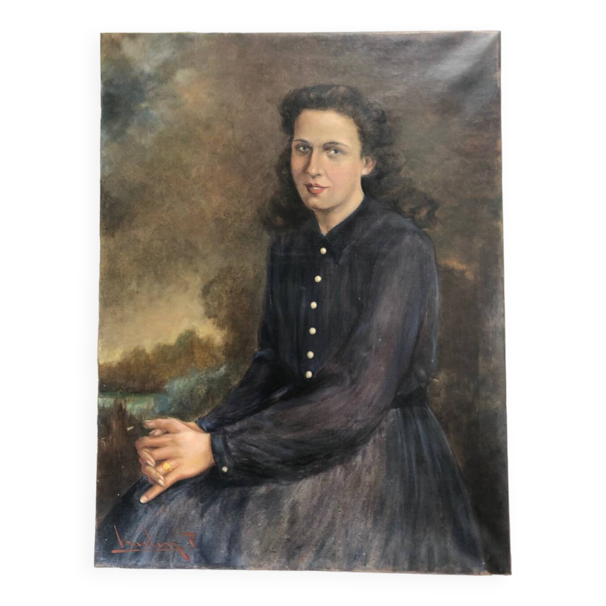 Oil portrait of a young girl by Paul Hulin