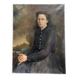 Oil portrait of a young girl by Paul Hulin