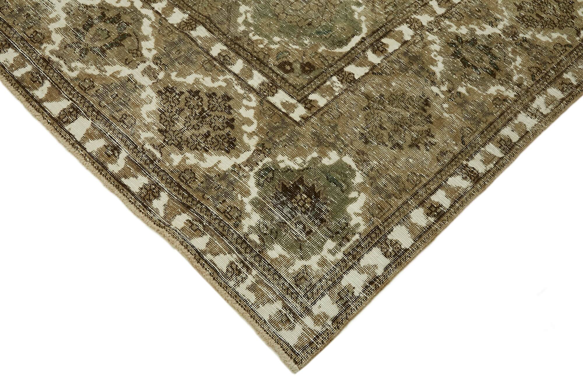Handmade turkish decorative 1980s 300 cm x 398 cm beige wool carpet