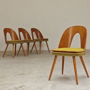 Set of 4 yellow Antonin Suman chairs for Tatra Nabytok 1960