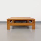 Vintage square coffee table in solid oak wood from the 60s 70s