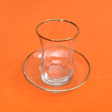 Service à thé en verre transparent avec dorure