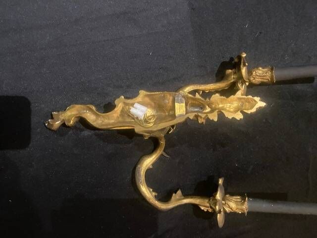 A pair of gilt bronze wall sconces in the chinese style - louis xv style