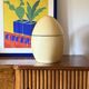 Tommaso Barbi, rare egg shaped large parchment box, TB Italy, ca. 1970