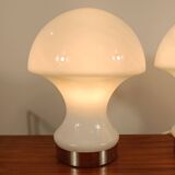 Set of 2 mushroom table lamps in opaline glass