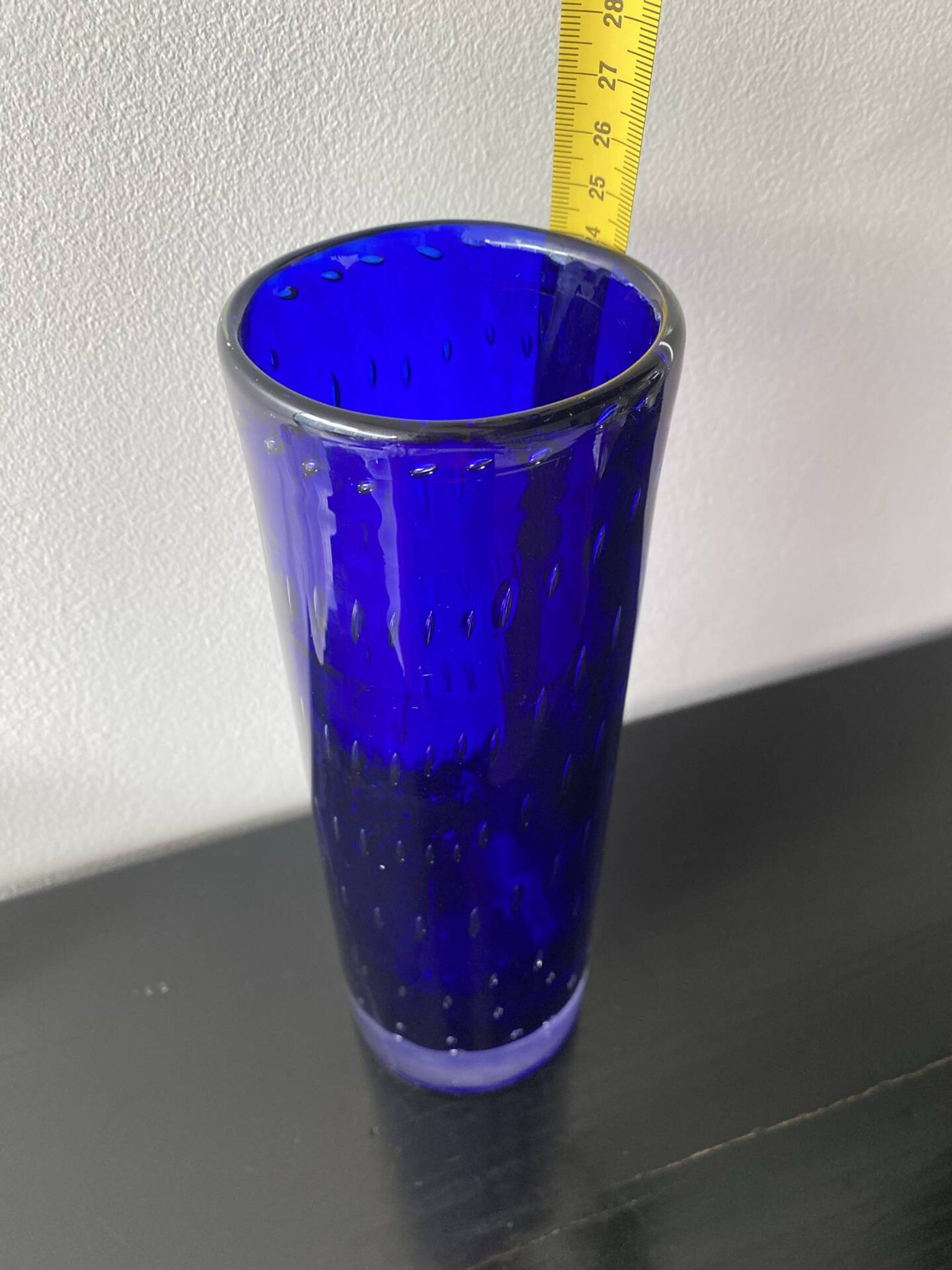 Vintage Scandinavian cobalt blue bubble glass vase from the brand.