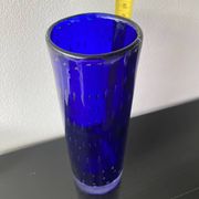 Vintage Scandinavian cobalt blue bubble glass vase from the brand.
