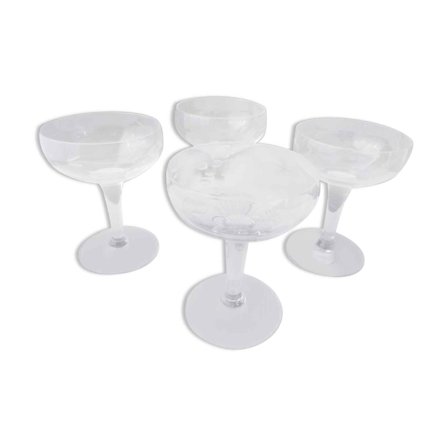 Set de 4 coupes à champagne vintage en verre meulé