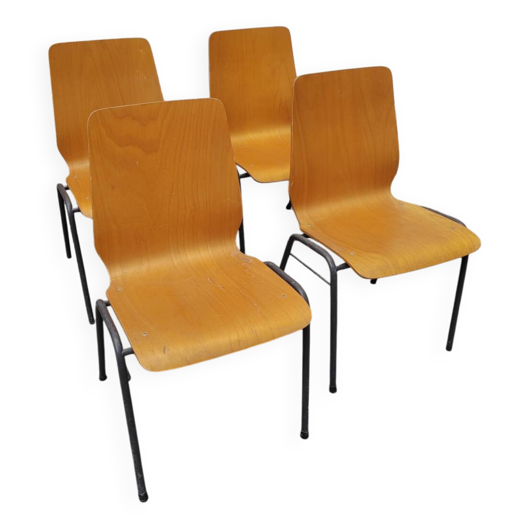 4 chaises vintage bois courbé
