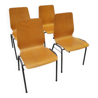 4 chaises vintage bois courbé