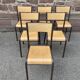 Set of 6 vintage industrial school chairs for communities mullca delagrave tube & wood