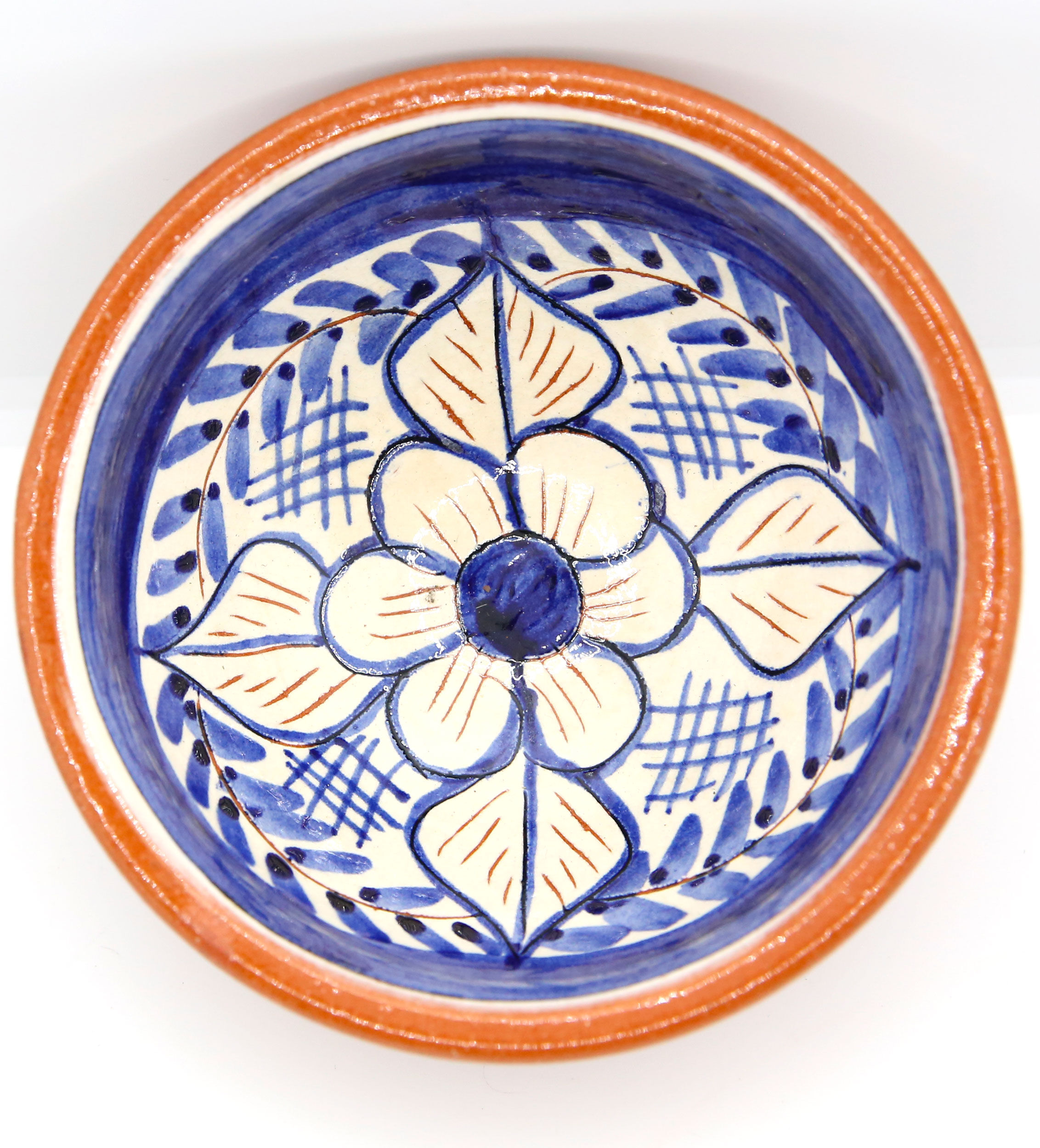 Handmade bowl with flowers in enamelled clay from Portugal