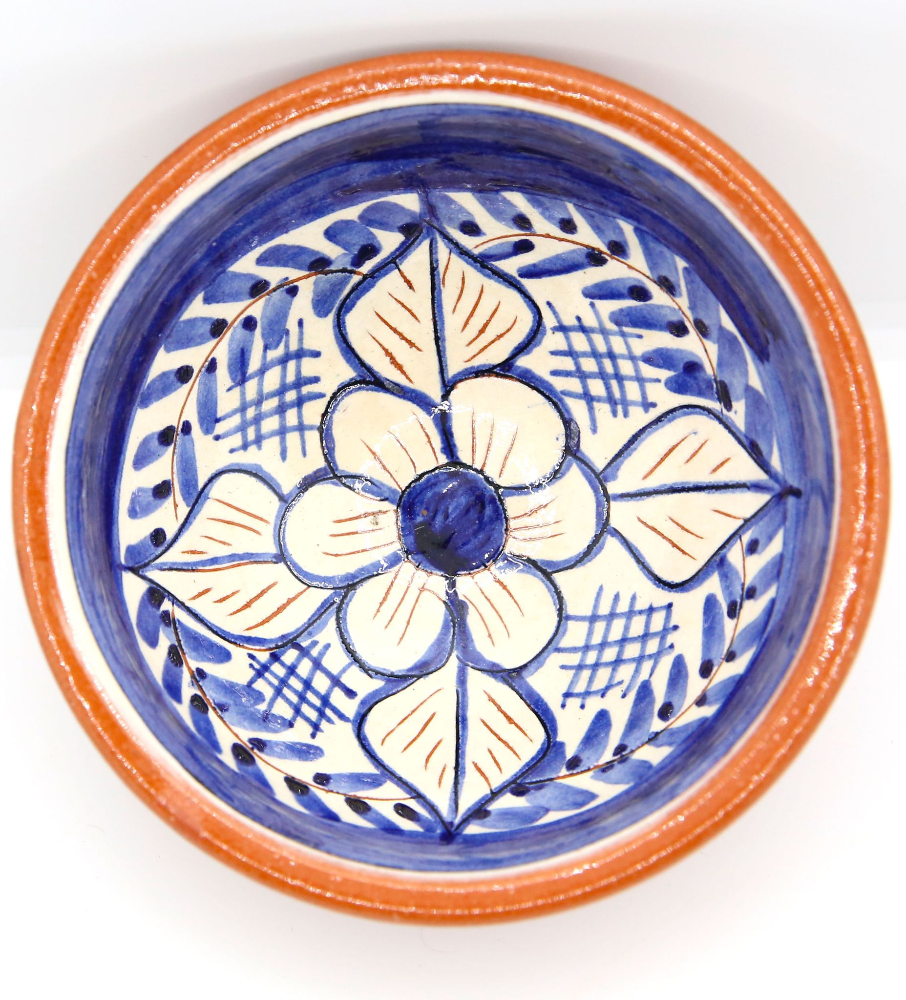 Handmade bowl with flowers in enamelled clay from Portugal