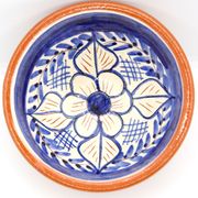 Handmade bowl with flowers in enamelled clay from Portugal