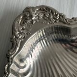 Large silver-plated metal dish, shell shape