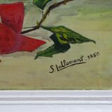 Tableau huile sur panneau bouquet signé S. Lallement