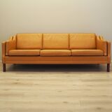 Orange leather sofa, Danish design, 1970s, production: Denmark