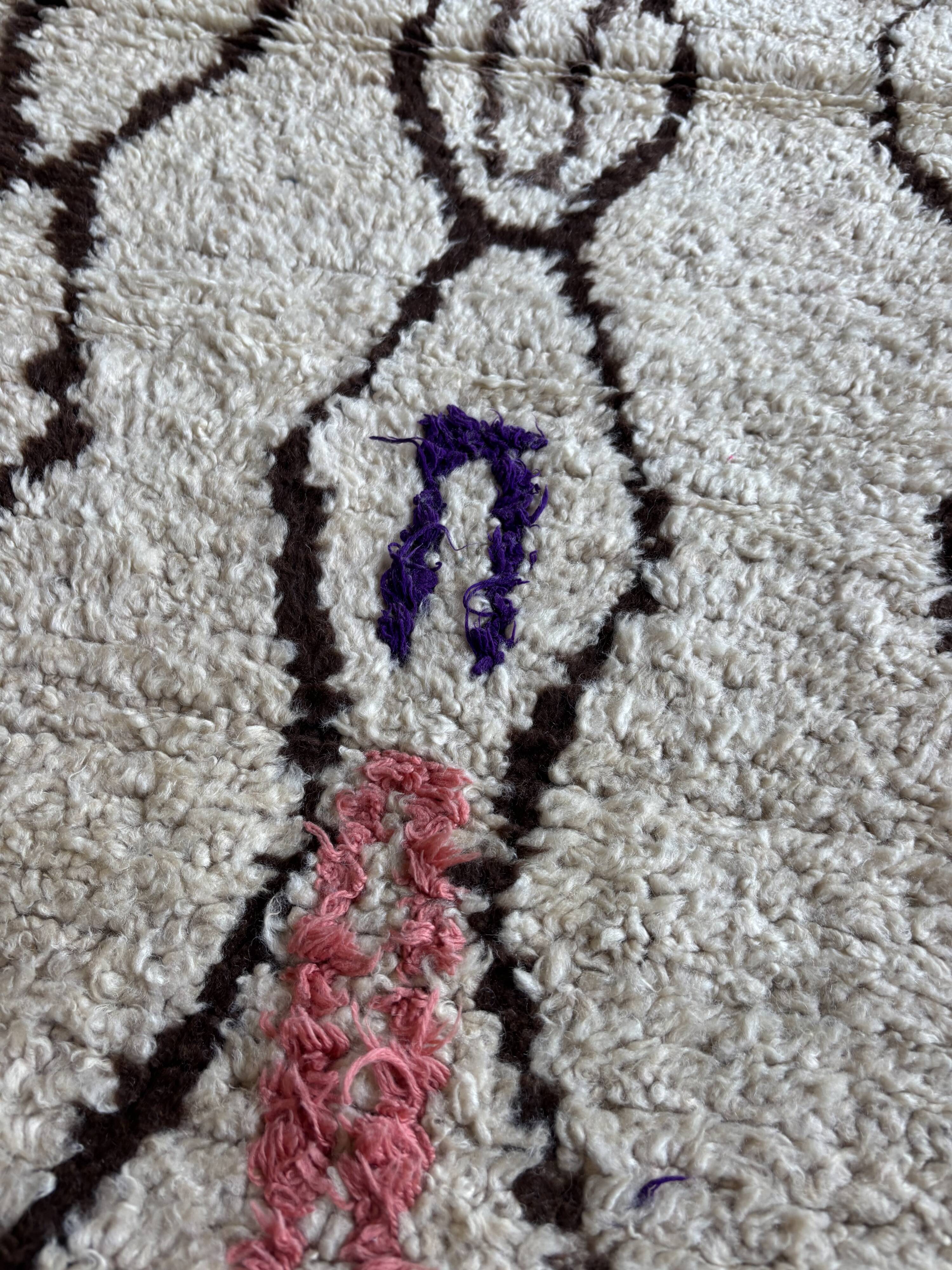 Tapis Beni Ouarain marocain  vintage – 90x180 cm