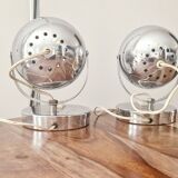 Paire de lampes design Space Age 1960 chromées