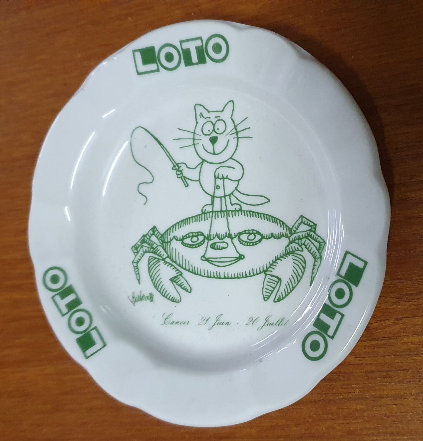 Cendrier publicitaire Loto illustré par Barberousse