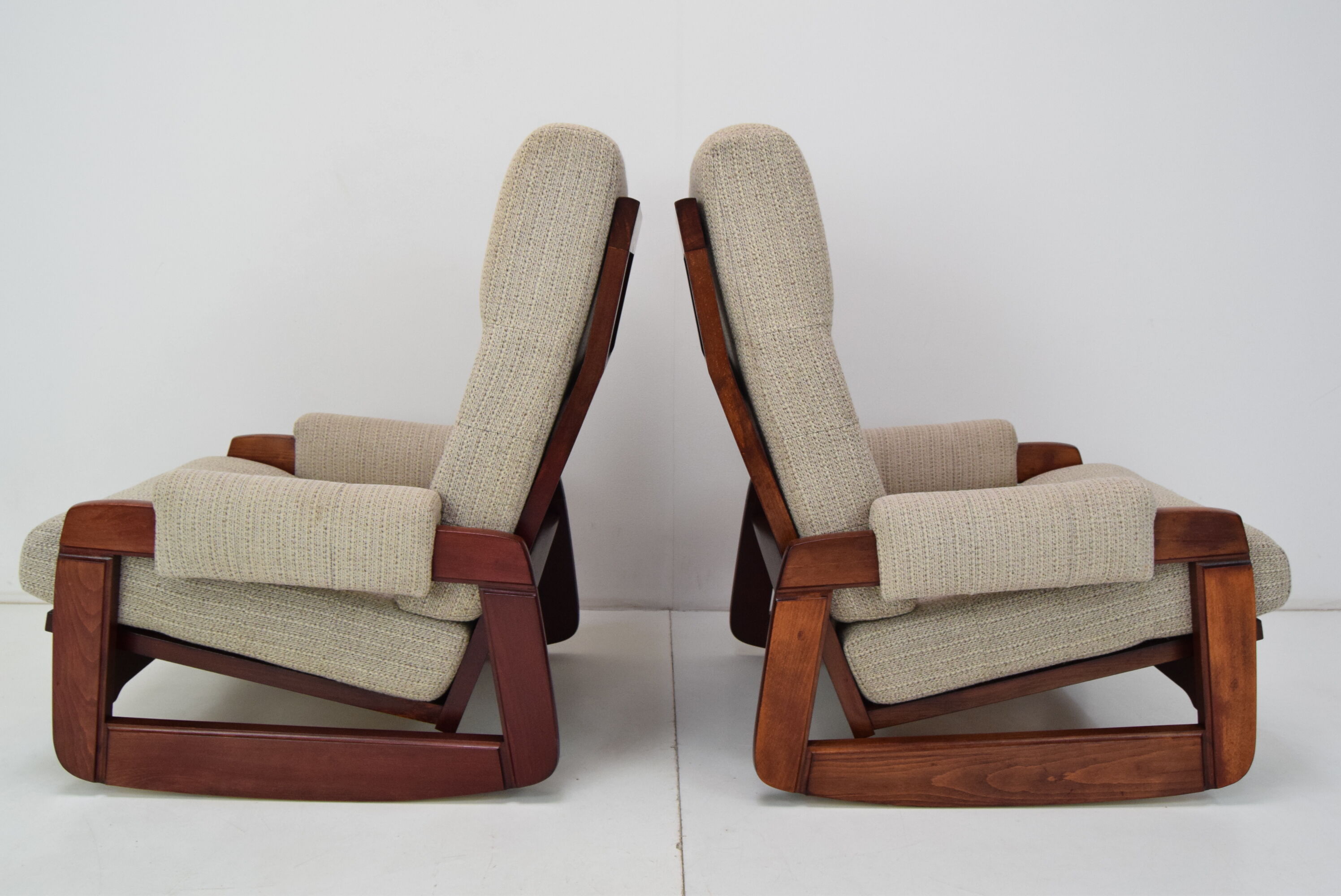 Pair of Mid-century Design Rocking Armchairs,1980's.