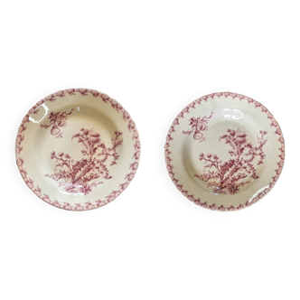 Duo of soup plates, GIEN, Chardons model