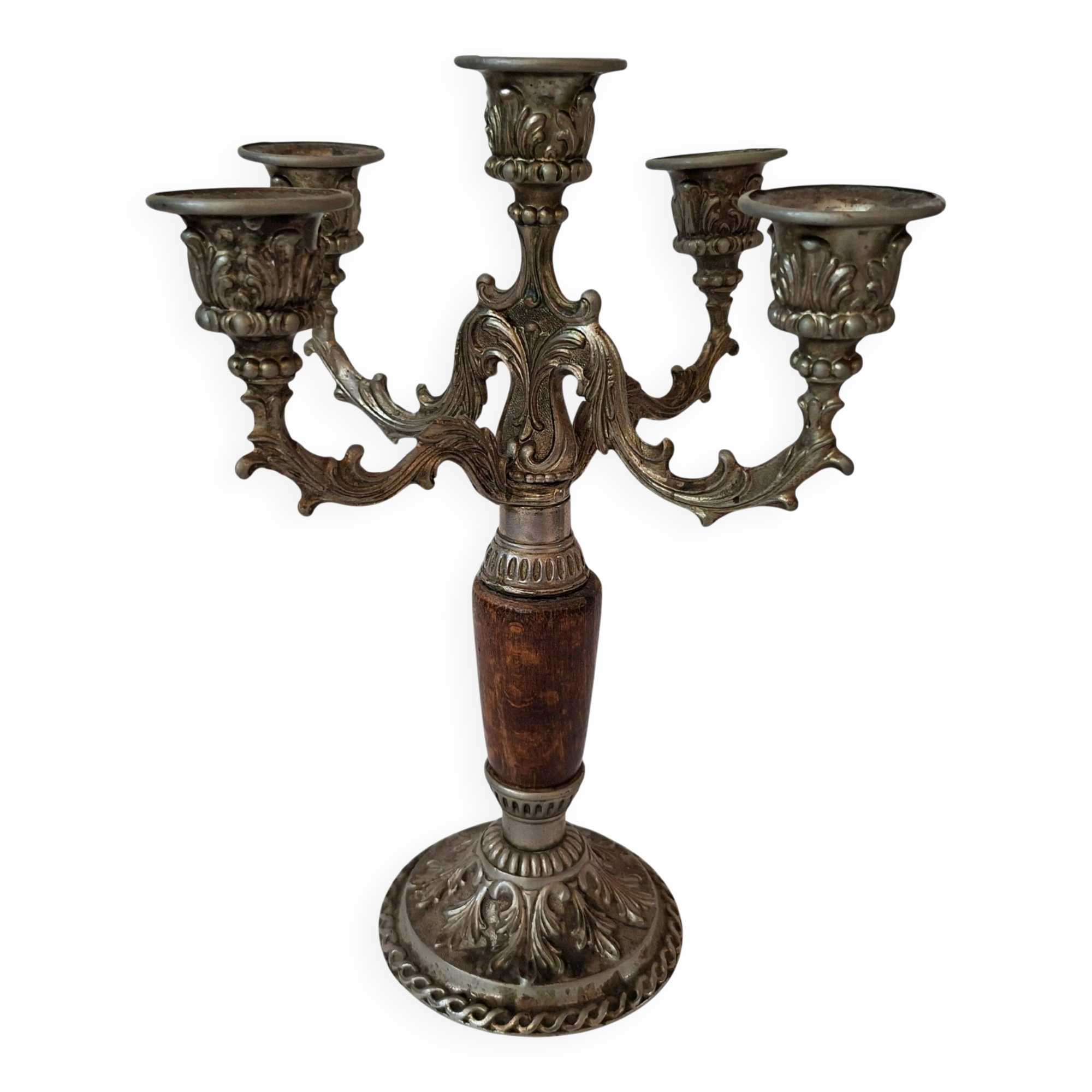 Elegante Candelabro Vintage a 5 Fiamme – Firmato AGAD in Stile Barocco '70