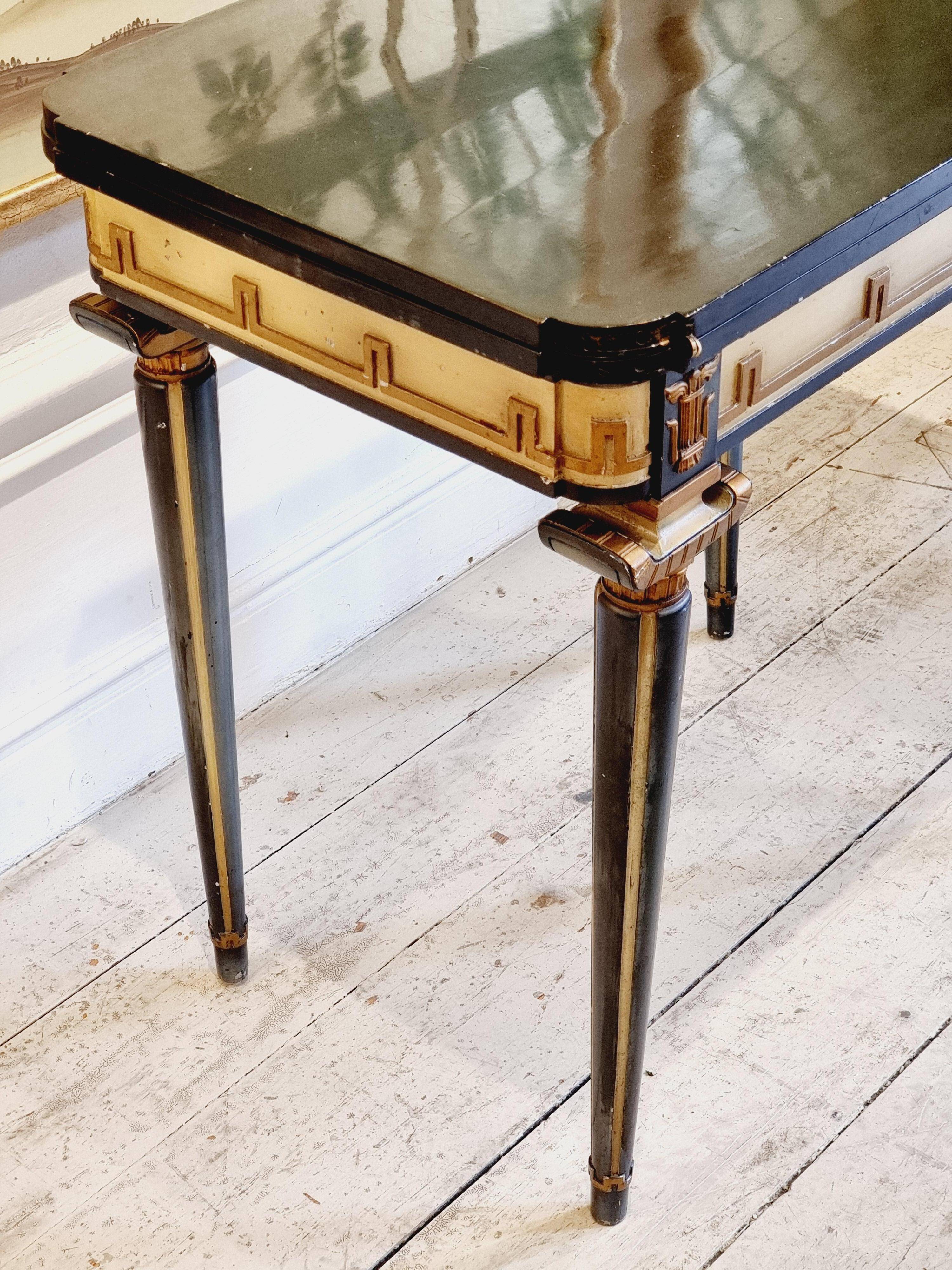 Swedish grace, game table with relief meander decoration, 1920s/30s.