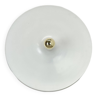 Applique murale à disque Charlotte Perriand blanche rare de 52 cm par Honsel, Allemagne, années 1970