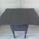 Louis Philippe bedside table with flaps, slate grey