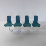 Set of 4 Space Age Blue swivel tulip chairs