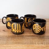 Royal Alma Animal Mug Set, Vintage Design From The 1970s, Staffordshire UK