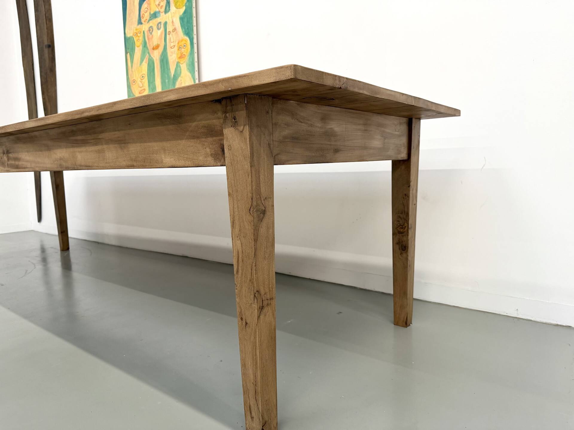 XXL solid walnut table with tapered legs