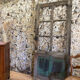 Old glazed wooden door patinated
