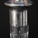 Carafe with antique glass liquor with diamond cap cut crystal silver frame