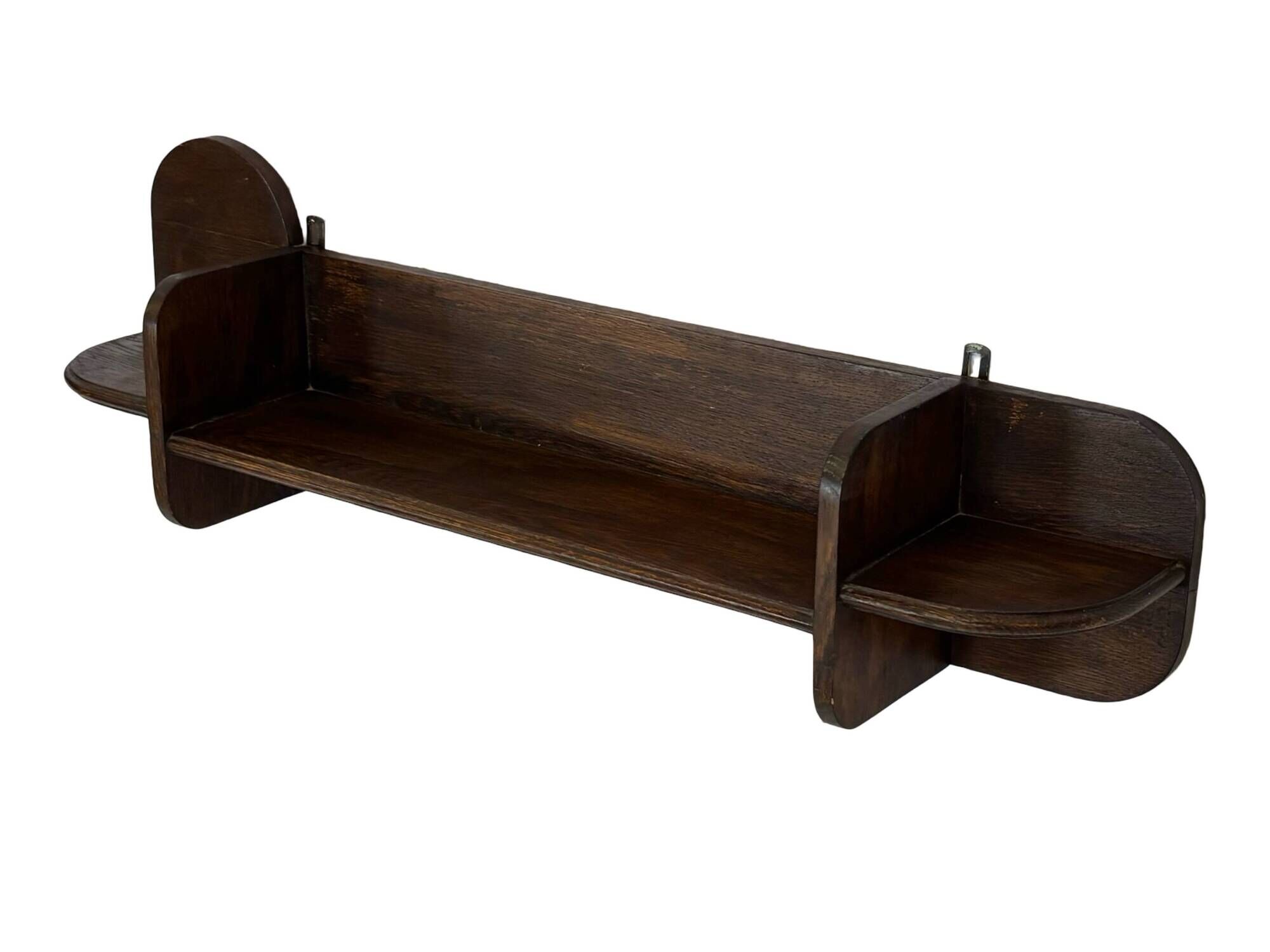 Vintage wooden wall shelve rack bookshelf in dark oak wood minimalist